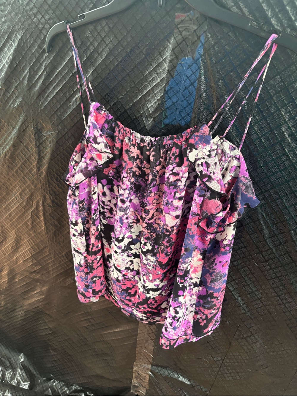 Lafayette 148 New York Pink & Purple Floral Spaghetti Strap Cami - Picture 10 of 10